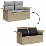 Garden Sofa with Cushion Beige 141 x 62 x 69cm Poly Rattan 42006705