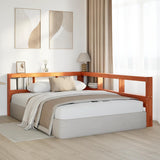 Bookcase Headboard L-Shaped Wax Brown 135 cm Solid Wood Pine 859285