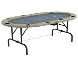 8 Player Folding Poker Table, with Cup Holders, Cushioning Edge, Brown and Blue T3398P377382