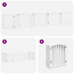 Dog Gate with Door Foldable 9 Panels White 450 cm Poplar Wood 3155591