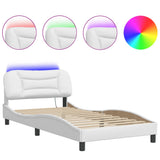 Bed Frame with LED without Mattress "Hvar" White 100x200 cm 3213914