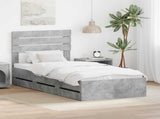 Bed Frame with Drawer Concrete Grey 75 x 190 cm Engineer Wood 3411541