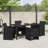 Garden Dining Set 5 pcs Black Poly Rattan 3380595