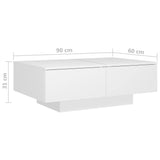 804175 Coffee Table White 90x60x31 cm Engineered Wood