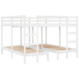 ZNTS Triple Bunk Bed Frame White 200x200/80x200 cm Solid Wood Pine 3308584