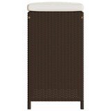 Garden Bar Stools with Cushions 2 pcs Brown Poly Rattan 368685