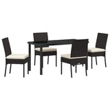 Garden Dining Set 5 pcs Cream Powder-Coated Steel 3379221