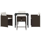 Garden Dining Set with Cushion 5 pcs Brown Poly Rattan 3379984
