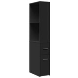 Narrow Bathroom Cupboard with Wheels Black Engineered Wood 855296