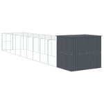 Dog House with Run Anthracite 214x1069x181 cm Galvanised Steel 3189123