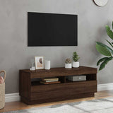 TV Cabinet with LED Lights Brown Oak 100x35x40 cm 815722