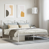 Metal Bed Frame without Mattress with Headboard White 160x200cm 353491