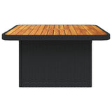 Garden Table Black 80x80x71 cm Poly Rattan and Acacia Wood 368269