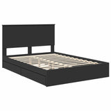Storage Bed with Headboard Black 140 x 190 cm Engineered Wood 3411209