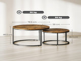 Set of Two Wood-Effect Stacking Tables - Rustic Brown T3398P423512