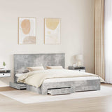 Bed Frame Concrete Grey 200 x 200 cm Engineered Wood 3409611