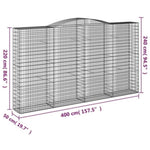 Arched Gabion Baskets 10 pcs 400x50x220/240 cm Galvanised Iron 3147082