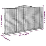 Arched Gabion Baskets 10 pcs 400x50x220/240 cm Galvanised Iron 3147082