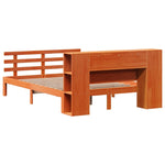 ZNTS Bookcase Bed without Mattress Wax Brown 120x190 cm Small Double Solid Wood Pine 3322720