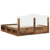 Bed Frame with Headboard Old Wood 200 x 200 cm Solid Pine Wood 3413270