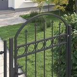 Fence Gate ASSEN 100 x 195 cm Powder-Coated Steel Grey Lockable 42008929