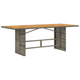 Garden Table with Acacia Wood Top Grey 190x80x75 cm Poly Rattan 365601