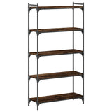 Bookcase 5-Tier Smoked Oak 80x30x154 cm Engineered Wood 837679