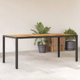 Garden Table with Acacia Wood Top Black 190x90x75 cm Poly Rattan 365541