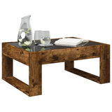 Coffee Table with Infinity LED Smoked Oak 70x53x30 cm 847634