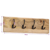 Wall-mounted Coat Rack with 4 Hooks Solid Wood Mango 358957