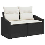Garden Sofa with Cushion Black 123 x 62 x 69cm Poly Rattan 42006782