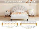 3ft Single Upholstered Velvet Bed, with Adjustable Chic Petal Headboard, Velvet Platform Bed N652P180513W