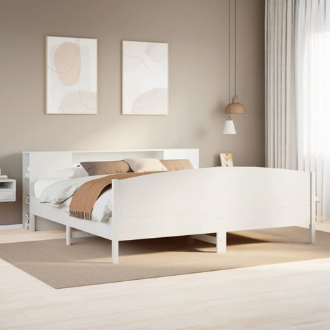 ZNTS Bookcase Bed without Mattress White 180x200cm Solid Wood Pine 3323057