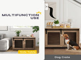 Dog Crate Furniture with Sliding Door for Medium Dogs, Brown T3398P349636