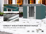 6.5 x 4FT Galvanised Metal Shed with Foundation Kit, Lockable Tool Garden Shed with Double Sliding T3398P323828