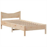 ZNTS Bed Frame without Mattress 75x190 cm Small Single Solid Wood Pine 3323401