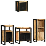 Bathroom Furniture Set 4 pcs Brown and Black Solid Mango Wood 3305638