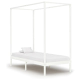 Canopy Bed Frame without Mattress White Solid Wood 90x200 cm 283262
