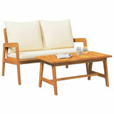 Bistro Set with Cushion 2 pcs Oil Natural Solid Acacia Wood 4106458