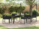 Garden Dining Set 5 pcs Black Poly Rattan 3380719