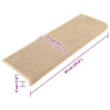 Stair Mats 15 pcs 65x21x4 cm Light Beige Rectangular Edge 326909