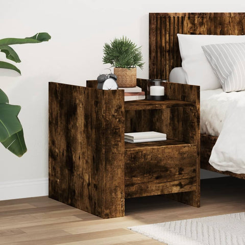 ZNTS Bedside Cabinet Smoked Oak 45x50x50 cm Engineered Wood 848280