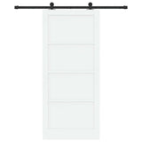 Sliding Door 93 x 211 cm Engineered Wood White and Black 3450008