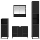 Bathroom Furniture Set 4 pcs Black Oak Engineered Wood 3402437