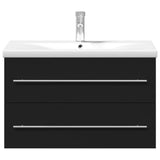 Bathroom Sink Cabinet with Built-in Basin Black 3278777