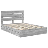 Storage Bed Grey Sonoma 140 x 200 cm Engineered Wood 3411897