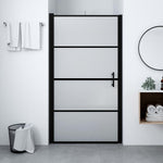ZNTS Shower Door Frost Tempered Glass 91x195 cm Black 146662