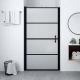 ZNTS Shower Door Frost Tempered Glass 91x195 cm Black 146662