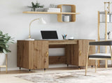 Desk with Shelf Artisan oak 140 x 50 x 75 cm Engineered wood 879523