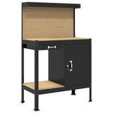 Workbench Black 90 x 49 x 141 cm Engineered Wood and Metal 42020133